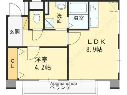 芦屋リバーウエストマンション(1LDK/3階)の間取り写真