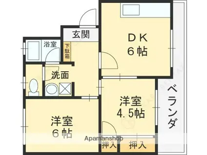 山本マンション(2DK/1階)の間取り写真
