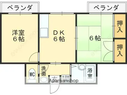 ボナール タツミ(2DK/2階)の間取り写真