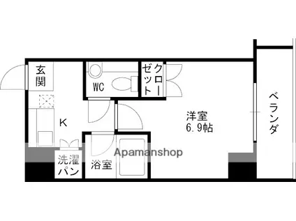 ラセーヌ西宮(1K/5階)の間取り写真