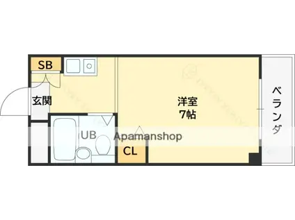 フラット鳴尾(1K/2階)の間取り写真