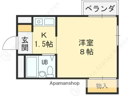 ジョイフルくずは1(1K/4階)の間取り写真