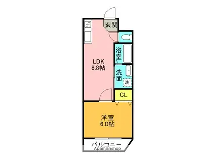 Mプラザ津田駅前参番館(1LDK/2階)の間取り写真
