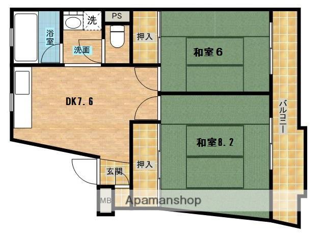 翠光ハイツ(2DK/2階)の間取り写真