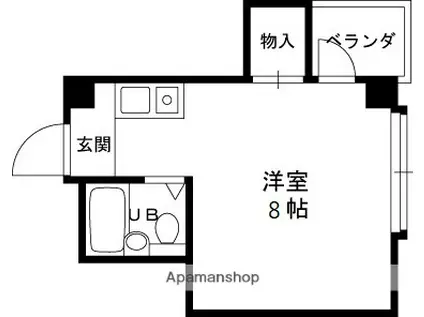 阪急電鉄今津線 阪神国道駅 徒歩3分 3階建 築43年(1K/3階)の間取り写真