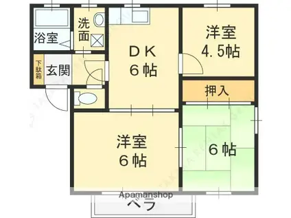 リバーハイツ(3DK/2階)の間取り写真