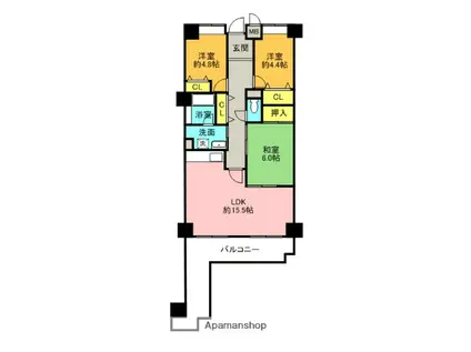 フレシア西宮(3LDK/6階)の間取り写真