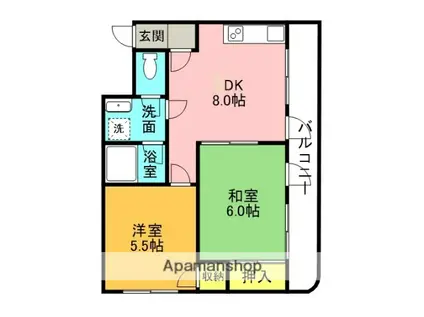 レスターテⅡ(2DK/3階)の間取り写真