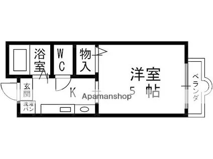 京阪プリンスマンション(1K/4階)の間取り写真