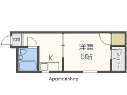 ロイヤルコート東園田(1K/2階)の間取り写真