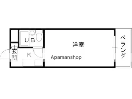 西北チェリー(ワンルーム/3階)の間取り写真