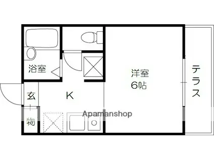 メゾン甲子園(1K/1階)の間取り写真