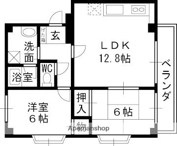 ラピーヌ2(2LDK/3階)の間取り写真