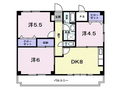 サンスコーレⅠ番館(3DK/3階)の間取り写真