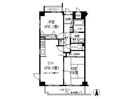 アスプリ西宮(2DK/4階)の間取り写真