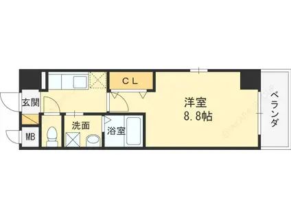 阪急電鉄今津線 甲東園駅 徒歩14分 3階建 築12年(1K/3階)の間取り写真