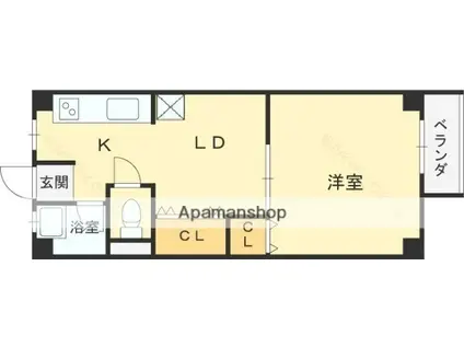 貴和芦屋ハウス(1LDK/3階)の間取り写真