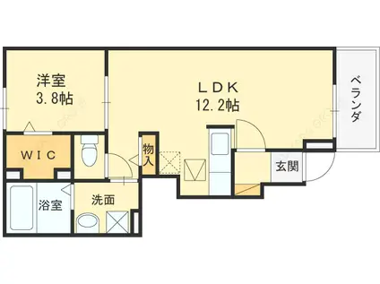 アルビコッコ(1LDK/1階)の間取り写真