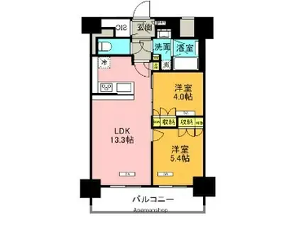 ブランシエスタ西宮(2LDK/9階)の間取り写真