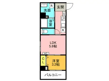 シェ・モア・グランデ西宮(1DK/3階)の間取り写真