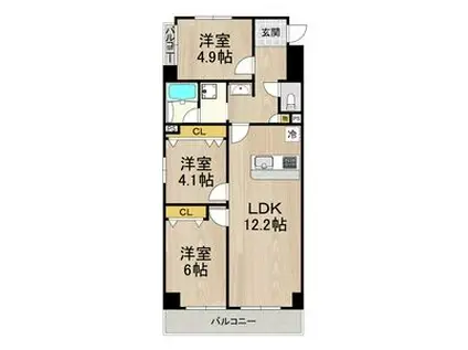 パークモダン伊丹(3LDK/5階)の間取り写真