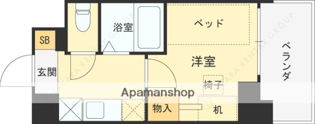 キャンパスヴィレッジ西宮門戸厄神(1K/3階)の間取り写真