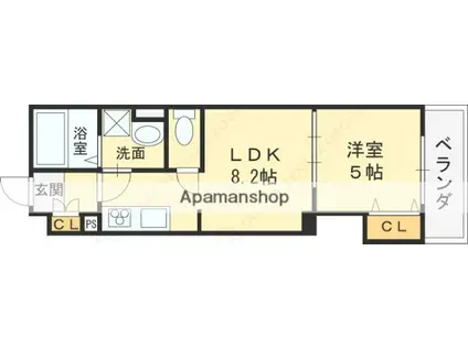 クリエオーレ東山町(1LDK/3階)の間取り写真