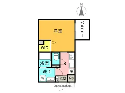 アクシア東有岡(1K/2階)の間取り写真