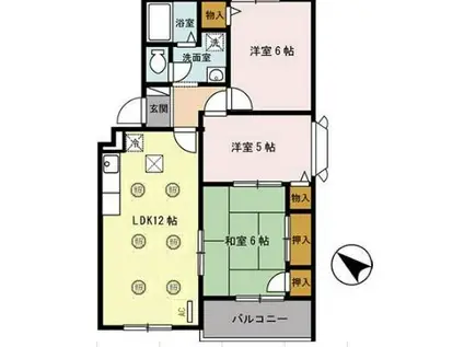 ファミール池尻(3LDK/1階)の間取り写真