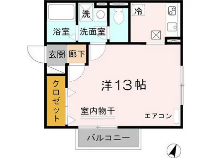 フィエルテ宝塚(ワンルーム/1階)の間取り写真