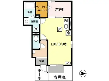 ル・ラルゴ(1LDK/1階)の間取り写真