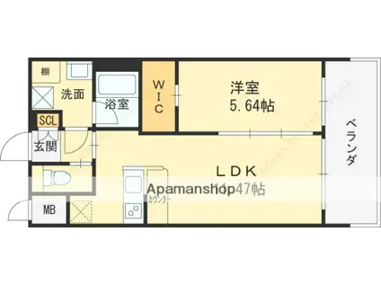 プレジオさくら夙川(1LDK/6階)の間取り写真