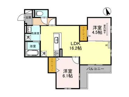 ヴィクトワール 庄(2LDK/2階)の間取り写真