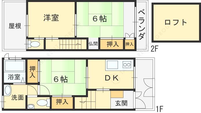 近鉄難波・奈良線 河内小阪駅 徒歩4分 2階建 築24年(3DK)の間取り写真