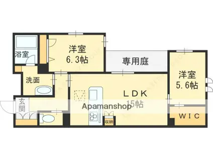 シャーメゾン リベル(2LDK/1階)の間取り写真