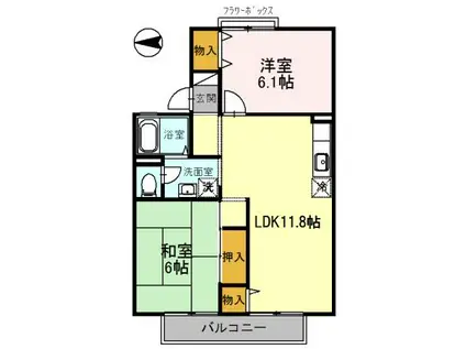 ボナールS(2LDK/2階)の間取り写真