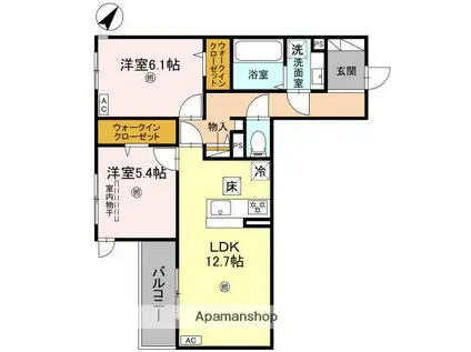 ラ・メゾン三保町(2LDK/3階)の間取り写真