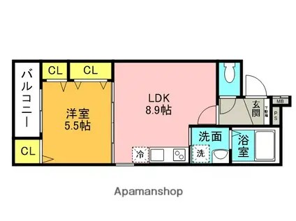 フジパレス西宮春風公園5番館(1LDK/1階)の間取り写真