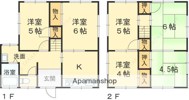 阪急電鉄今津線 門戸厄神駅 徒歩9分 2階建 築57年(6K)の間取り写真