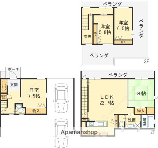 東海道本線 西宮駅(JR) 徒歩3分 3階建 築11年(4LDK)の間取り写真