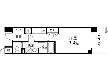 フルール西宮北口(1K/3階)の間取り写真