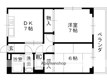 サンモール(2DK/2階)の間取り写真