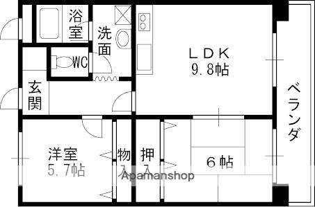 エクリュー2(2LDK/3階)の間取り写真
