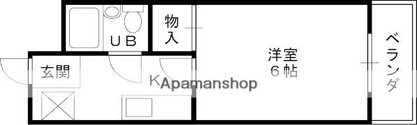 フラット甲東2(1K/3階)の間取り写真