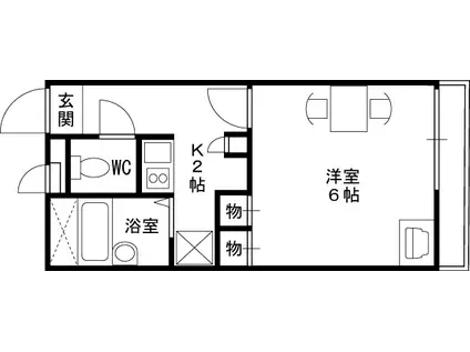 レオパレス臨港線(1K/1階)の間取り写真