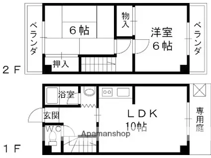 クローバーハウス(2LDK/1階)の間取り写真
