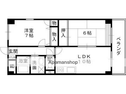 フローレンス夙川(2LDK/3階)の間取り写真