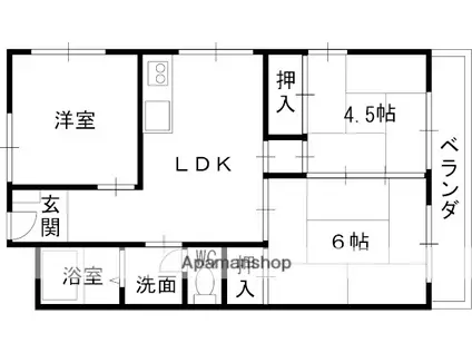ハイツ相生(2LDK/2階)の間取り写真