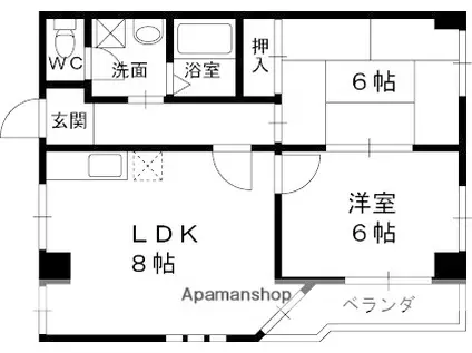 ロイヤルコート芦屋西蔵(2LDK/5階)の間取り写真