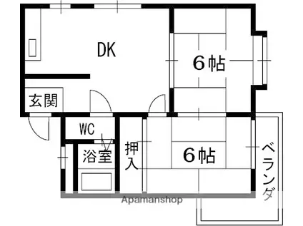 サンコーポ香里(2DK/1階)の間取り写真